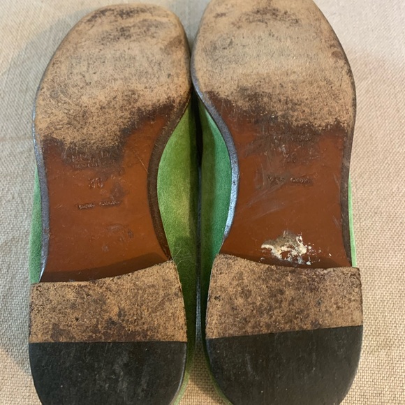 Designer PRADA Apple Green Suede Loafers w/ Leather Buckles.Sz 36 - Picture 3 of 10